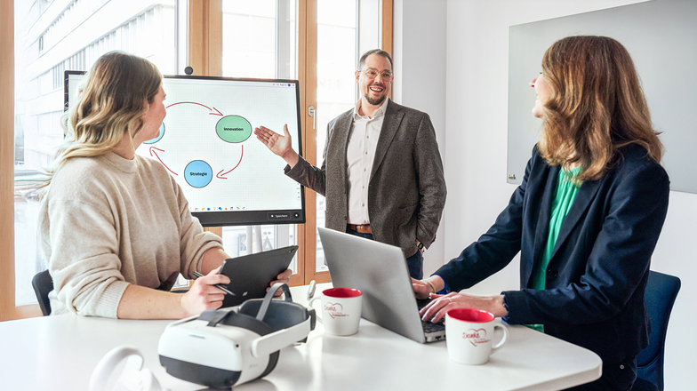 Präsentation mit Diagrammen zu Innovation und Strategie