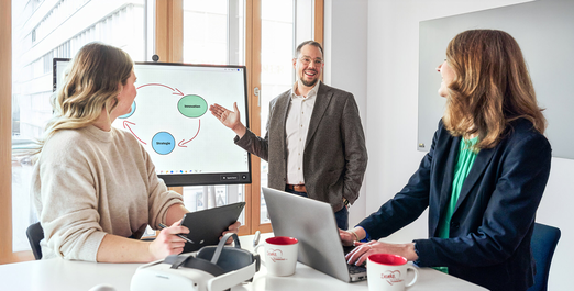 Präsentation mit Diagrammen zu Innovation und Strategie